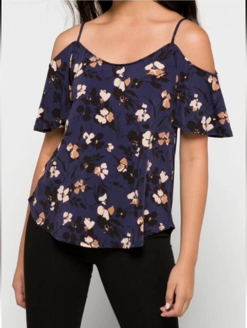 Kaileigh Valette Back Detail Cold Shoulder Knit Top- L